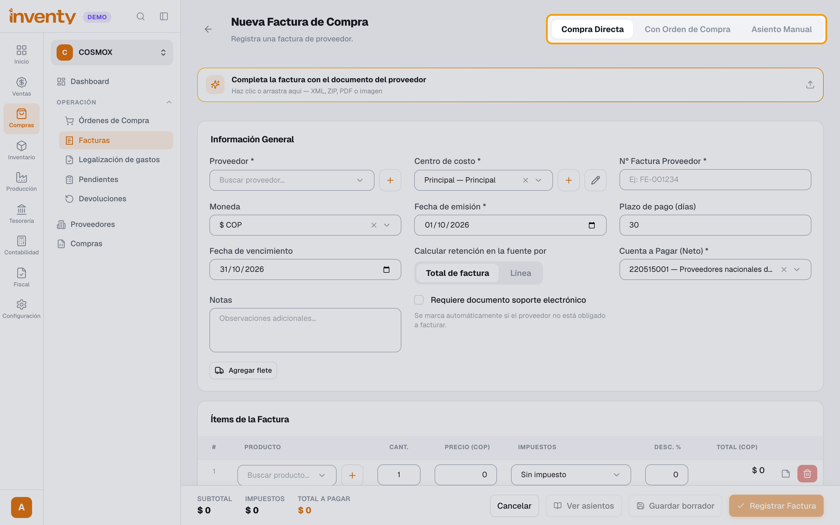 Paso 3: modo de registro