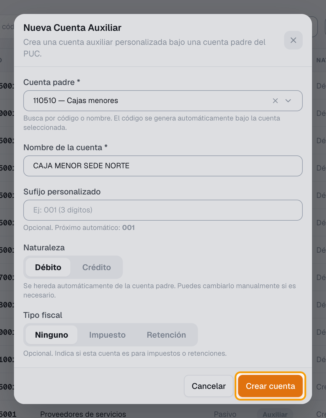 Paso 7: botón Crear cuenta
