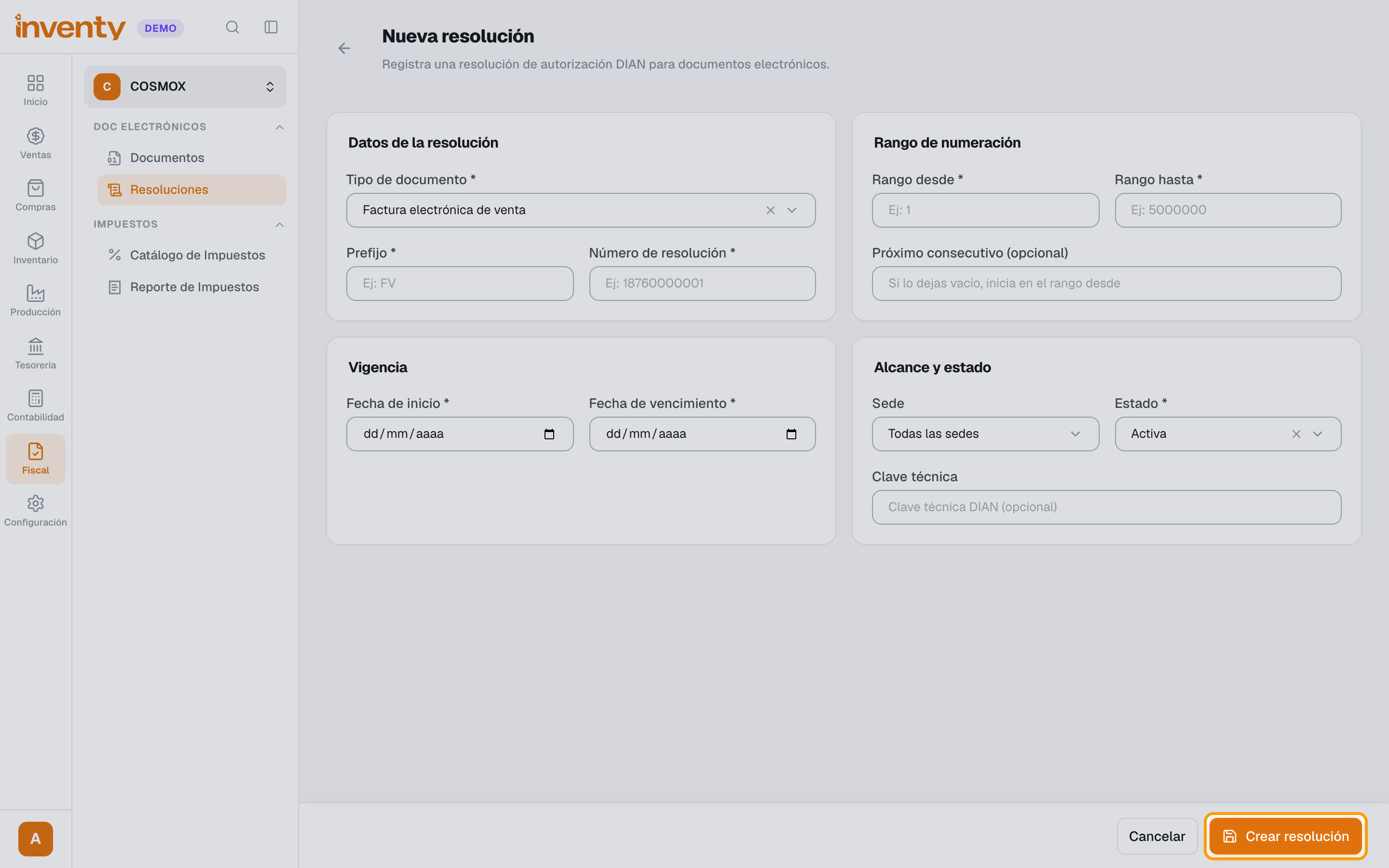 Paso 5: botón Crear resolución