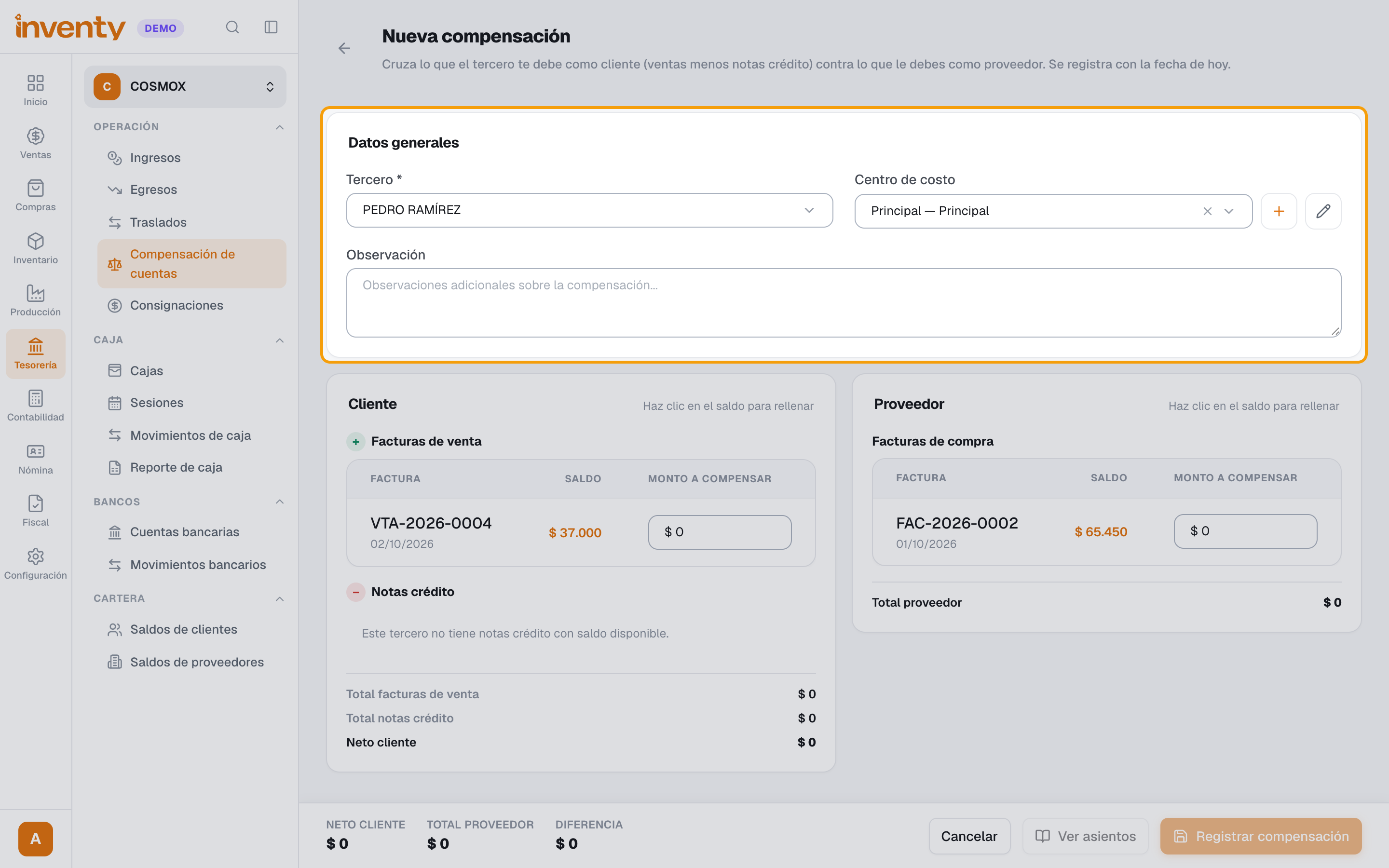 Paso 4: Datos generales con el tercero