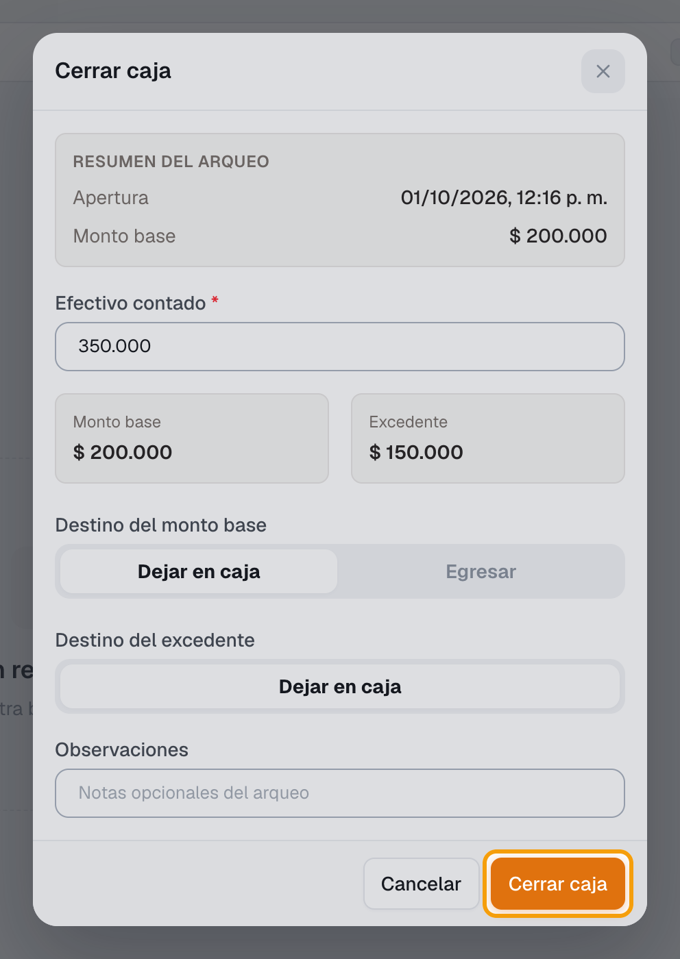 Paso 5: botón Cerrar caja del formulario