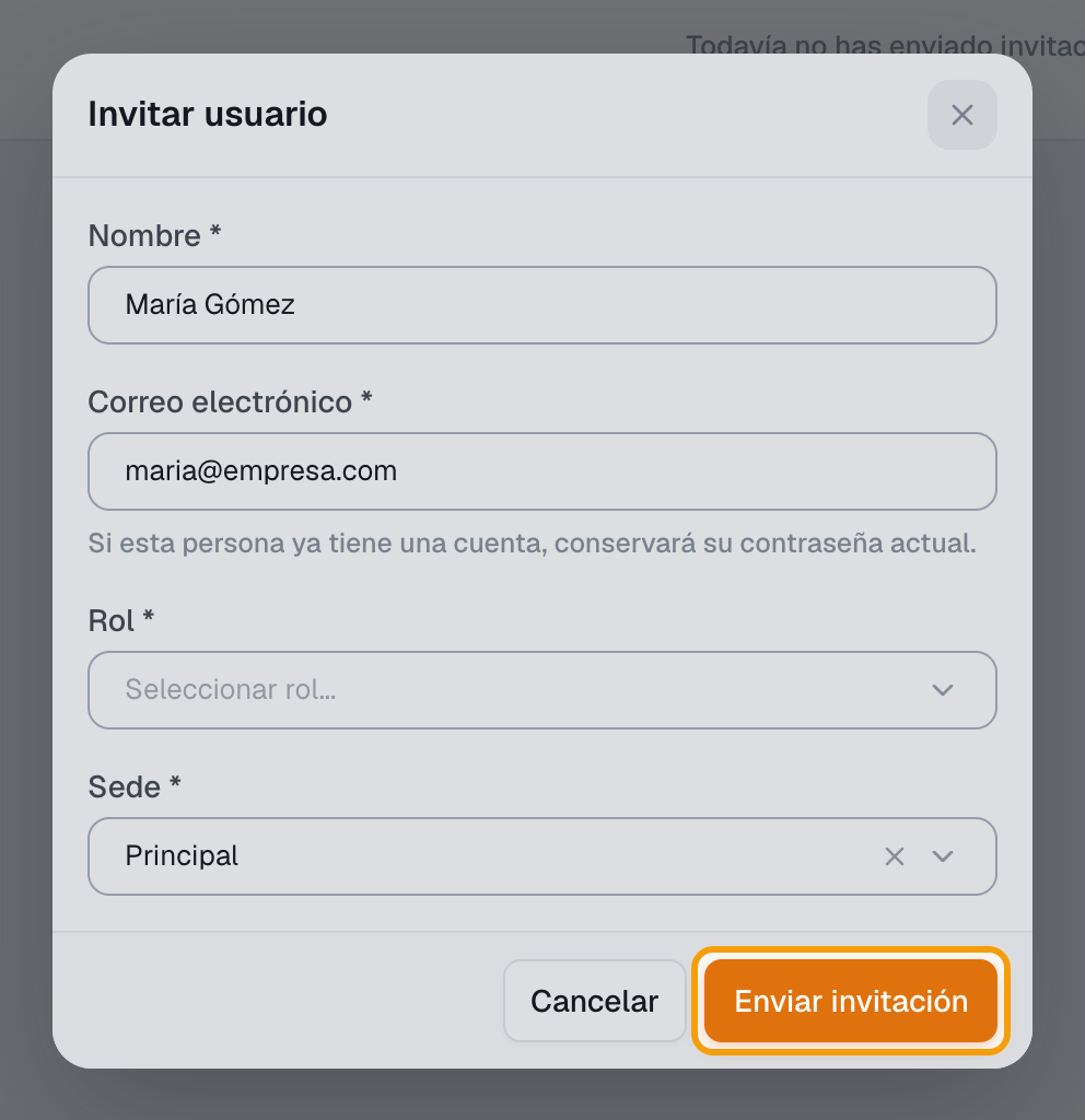 Paso 4: botón Enviar invitación