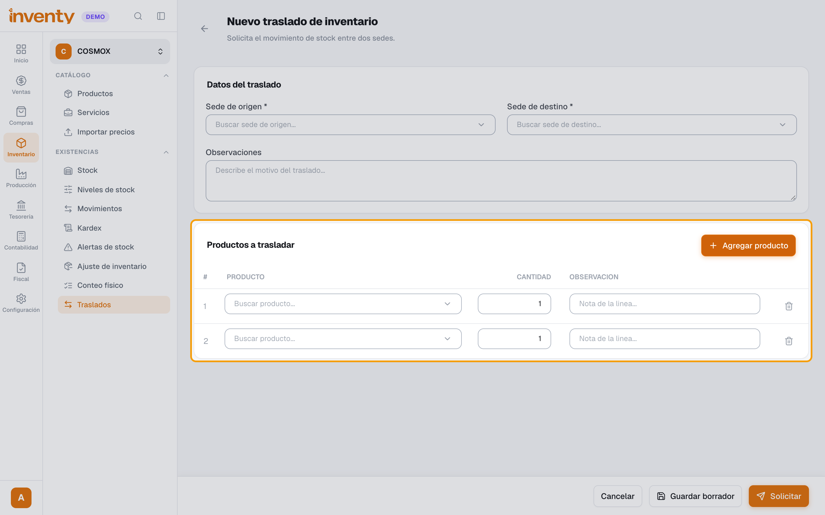 Paso 3: productos a trasladar