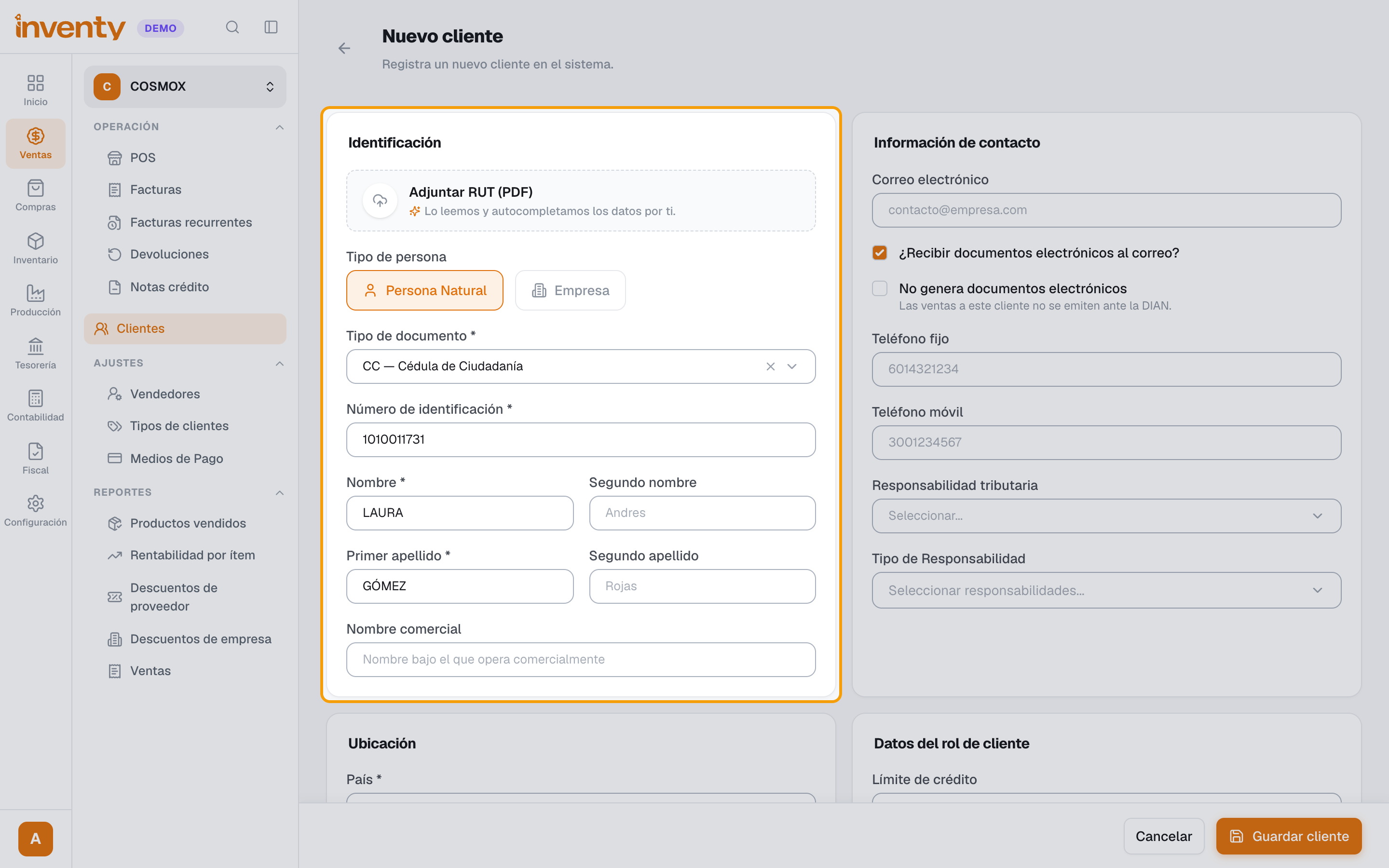 Paso 3: identificación del cliente