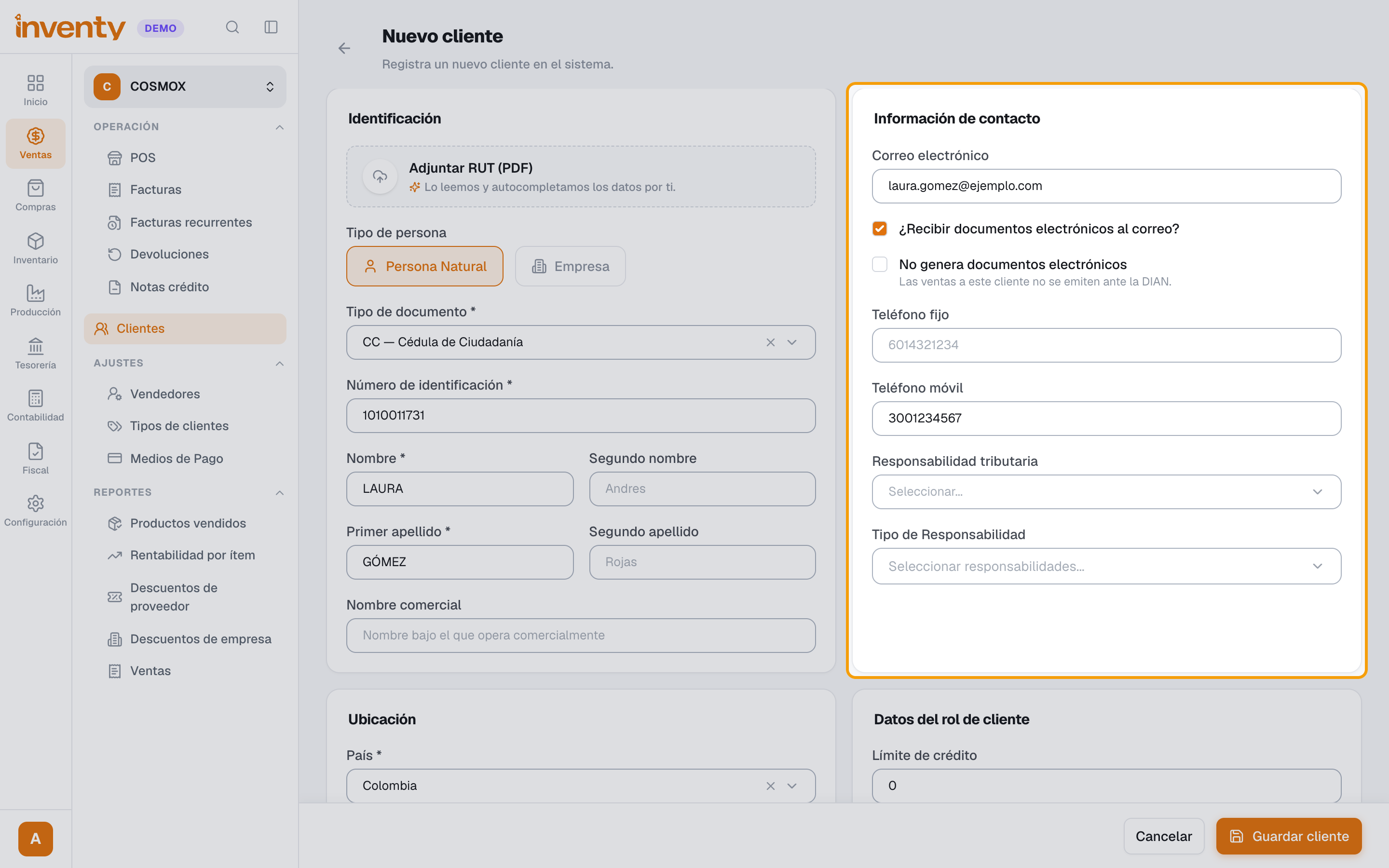 Paso 4: información de contacto